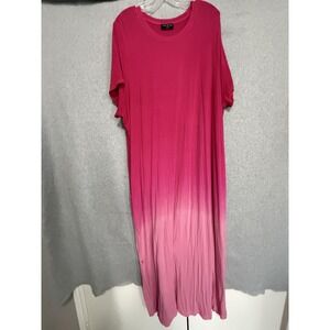 Lane Bryant Dress Womens 22/24 Pink Ombre Colorblock T Shirt Maxi Pockets Jersey